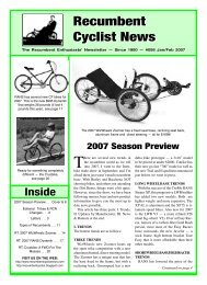 Recumbent Cyclist News - Steve Briggs