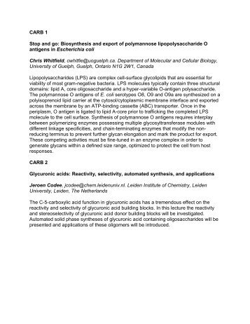 CARB Abstracts - Division of Carbohydrate Chemistry