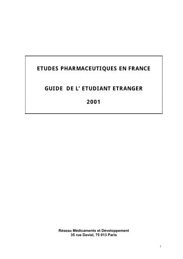 etudes pharmaceutiques en france guide de l' etudiant ... - ReMeD