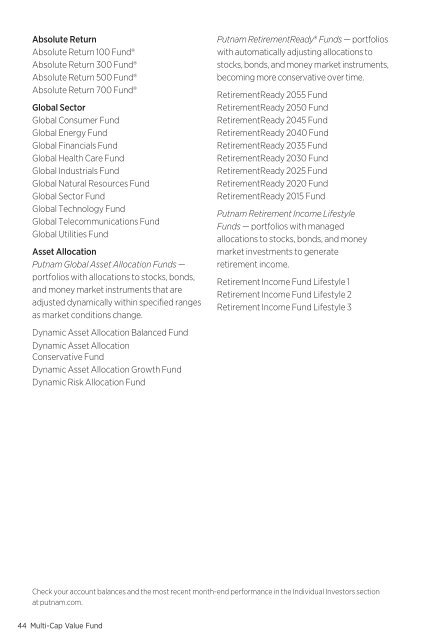 Putnam Multi-Cap Value Fund - Putnam Investments