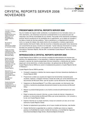 CRYSTAL REPORTS SERVER 2008 NOVEDADES - Insight