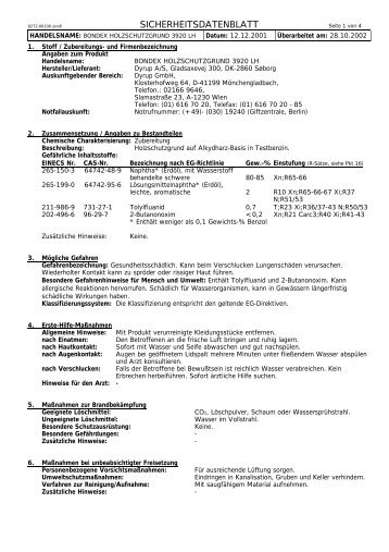 sicherheitsdatenblatt - Fachhandel Parkett August Denner GmbH