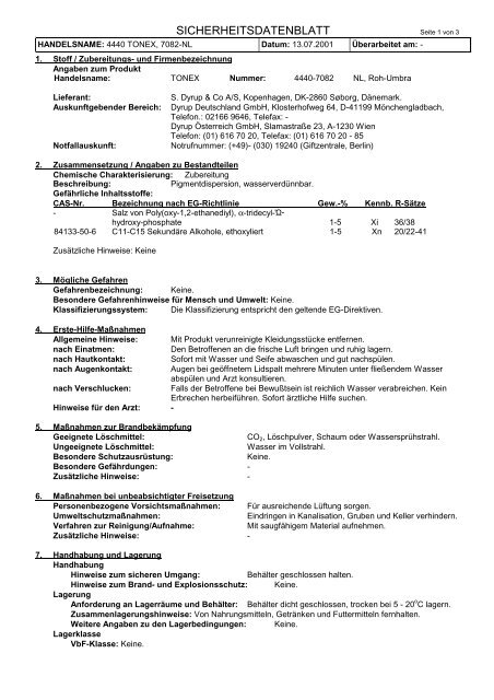 sicherheitsdatenblatt - Fachhandel Parkett August Denner GmbH