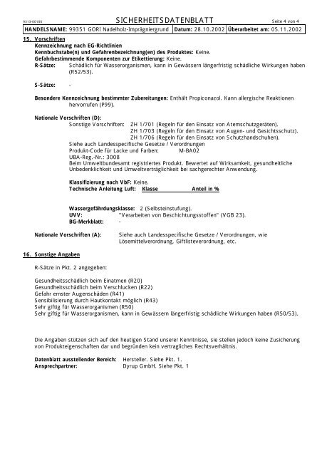 sicherheitsdatenblatt - Fachhandel Parkett August Denner GmbH