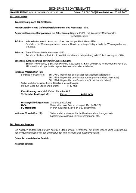 sicherheitsdatenblatt - Fachhandel Parkett August Denner GmbH