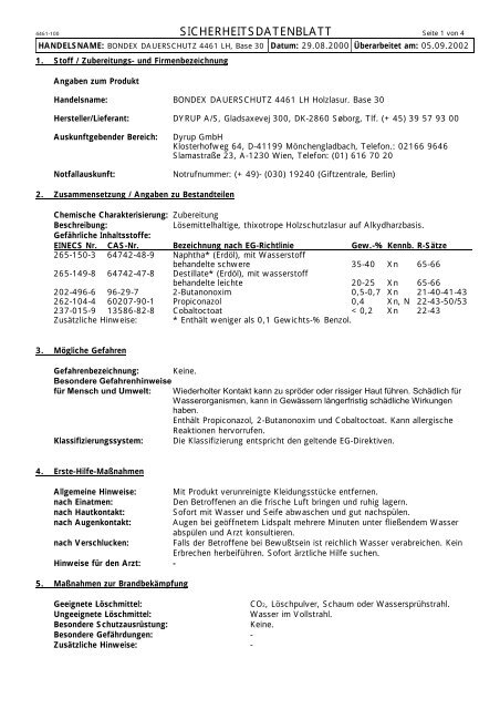 sicherheitsdatenblatt - Fachhandel Parkett August Denner GmbH