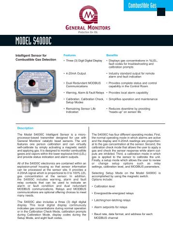 S4000C Intelligent Sensor for Combustible Gas Detection