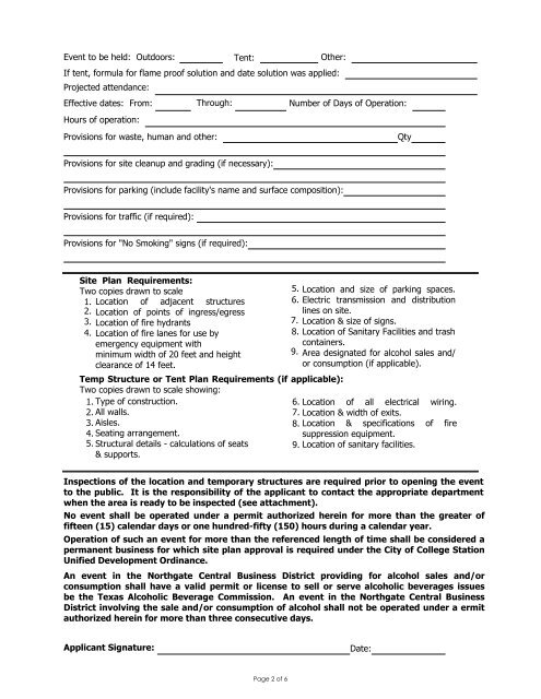 APPLICATION FOR SPECIAL EVENT PERMIT - City of College Station