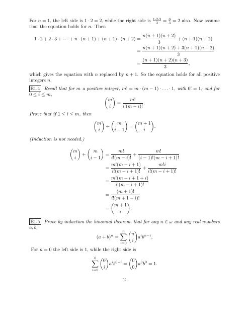 Solutions for exercises in chapter 1 E1.1 Prove by induction that for ...