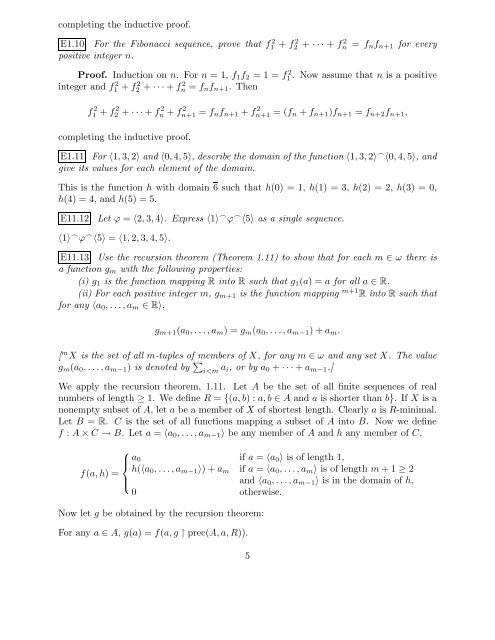 Solutions for exercises in chapter 1 E1.1 Prove by induction that for ...