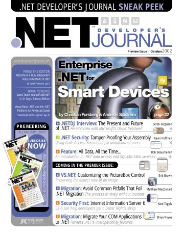 net developer's journal sneak peek - sys-con.com's archive of ...