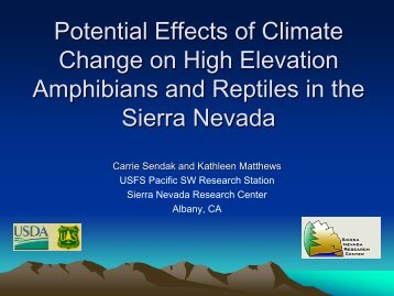 Potential Effects of Climate Change on High Elevation Amphibians ...