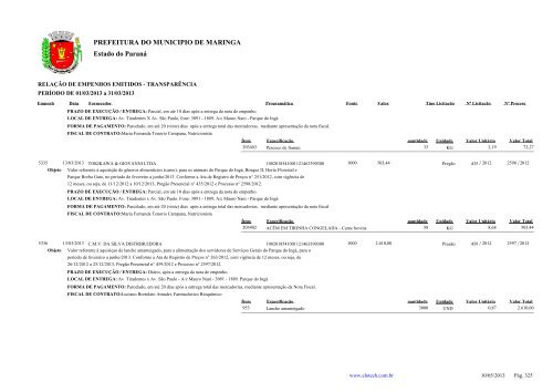 Empenhos Emitidos - MarÃ§o - PREFEITURA - MaringÃ¡