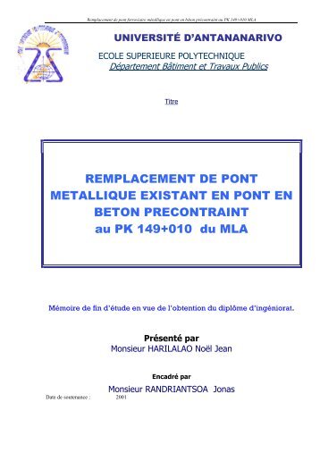 REMPLACEMENT DE PONT METALLIQUE EXISTANT EN PONT ...