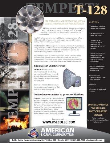 t-128 warning siren brochure - Public Safety Equipment Company LLC