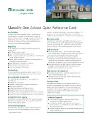 Manulife One Advisor Quick Reference Card - Repsource