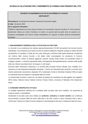 SCHEDA DI VALUTAZIONE PER L ... - Sardegna Salute
