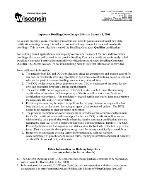 Important Dwelling Code Change Effective January 1, 2008 As you ...
