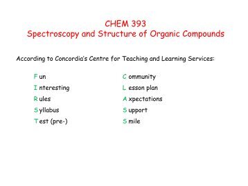 CHEM 393 Spectroscopy and Structure of Organic Compounds