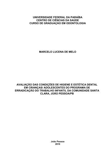 11. avaliaÃ§Ã£o das condiÃ§Ãµes de higiene e estÃ©tica dental em ...