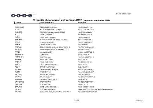 Rivendite abbonamenti extraurbani ARST (aggiornato a ... - ARST SpA