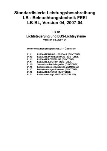 Standardisierte Leistungsbeschreibung LB ... - FEEI