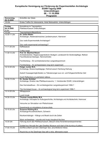 Programm der EXAR-Tagung in Unteruhldingen - Pfahlbaumuseum ...