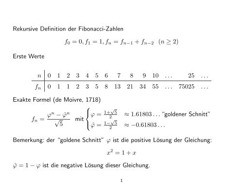 Fibonacci Zahlen Berechnen