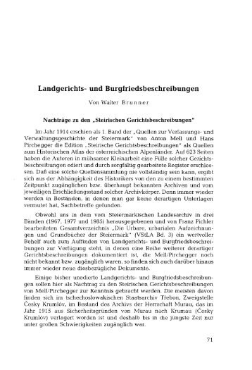 und Burgfriedsbeschreibungen - im Steiermärkischen Landesarchiv ...