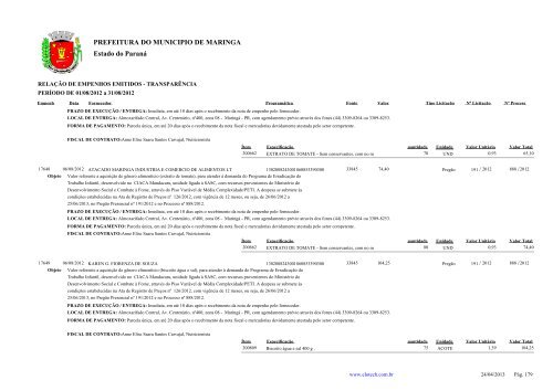 Empenhos Emitidos - Agosto - PREFEITURA - MaringÃ¡