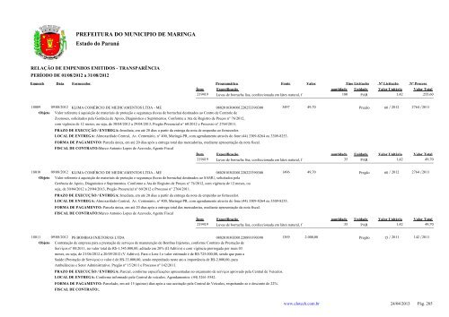 Empenhos Emitidos - Agosto - PREFEITURA - MaringÃ¡