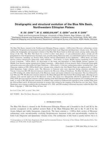 Stratigraphic and structural evolution of the Blue Nile Basin ...