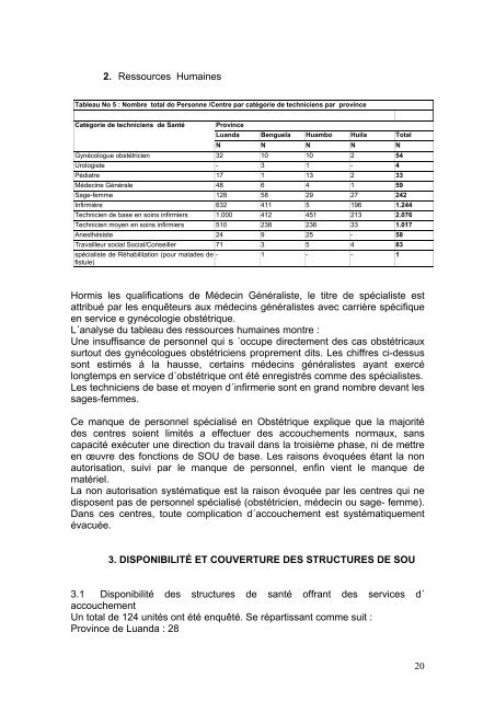 rapport sur lÃ‚Â´ evaluation de la situation des - Campaign to End Fistula