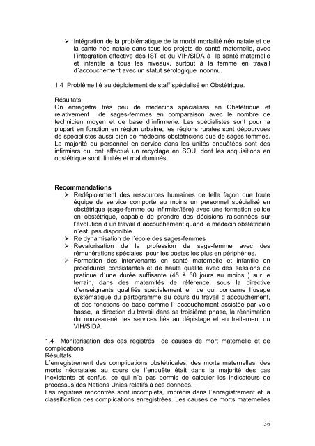 rapport sur lÃ‚Â´ evaluation de la situation des - Campaign to End Fistula