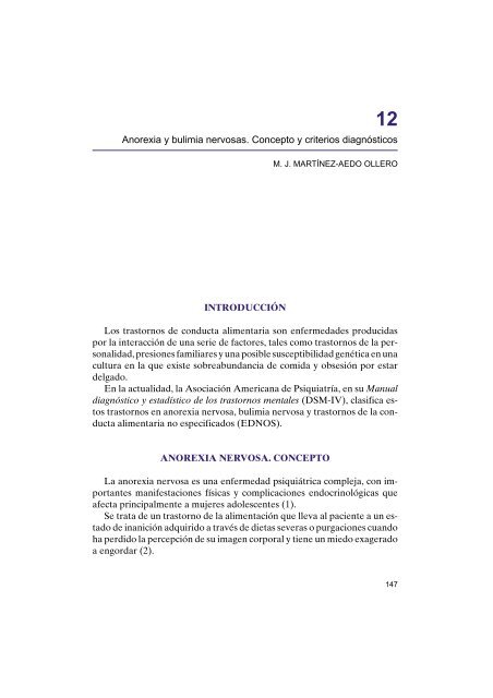 12. Anorexia y bulimia nervosas. Concepto y criterios diagnÃ³sticos