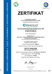 ZERTIFIKAT - Arnold Umformtechnik GmbH Co. KG