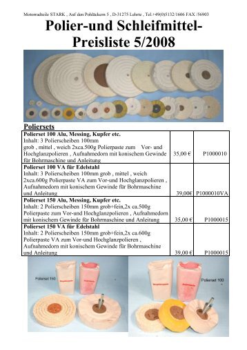 Poliermittel-Preisliste 04/95 - Motorradteile-Stark