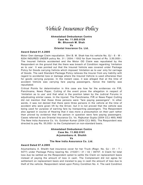 Vehicle Insurance Policy - Gbic.co.in