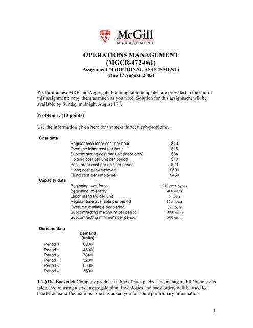 OPERATIONS MANAGEMENT (MGCR-472-061) - PageOut