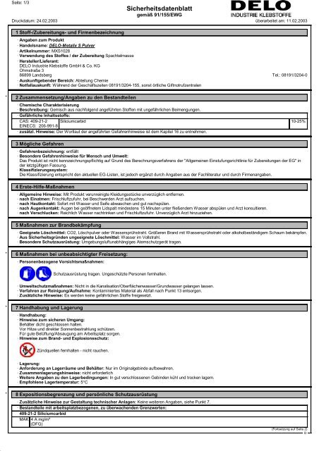 Sicherheitsdatenblatt - Wocken