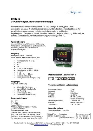 DRR245 3-Punkt-Regler, Hutschienenmontage - bei Regulus GmbH