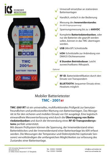 Batterietester TMC 2001RT - ICS Schneider Messtechnik GmbH