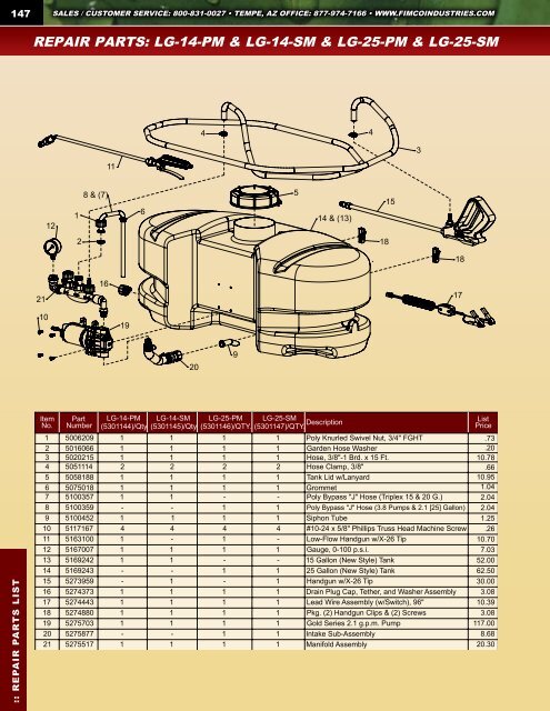 REPAIR PARTS: LG-15-EC & LG-25-EC - FIMCO Industries