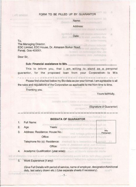 Guarantor's Form - EDC Limited