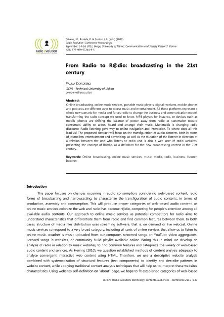 Radio evolution - ICS - Universidade do Minho