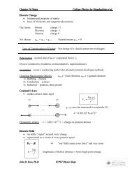 Chapter 16 Notes College Physics by Giambattista et al. Electric ...