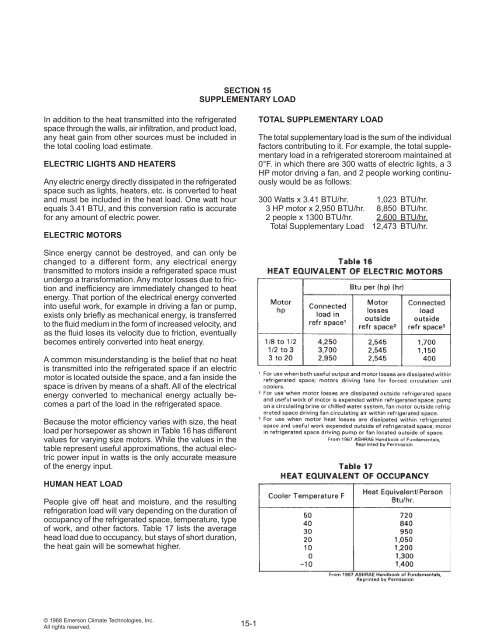 The Refrigeration Load - HVAC and Refrigeration Information Links