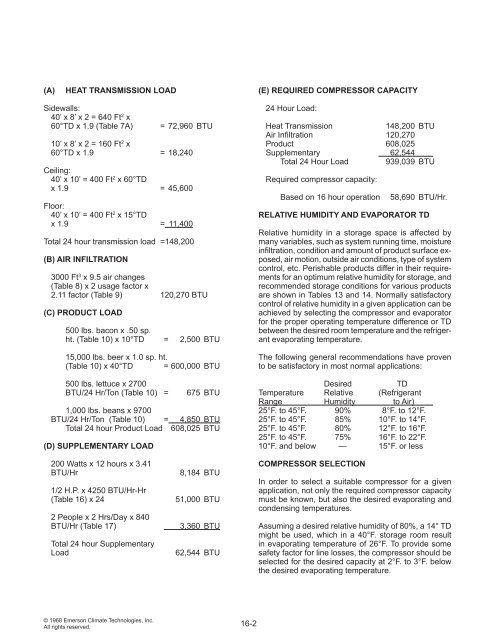 The Refrigeration Load - HVAC and Refrigeration Information Links