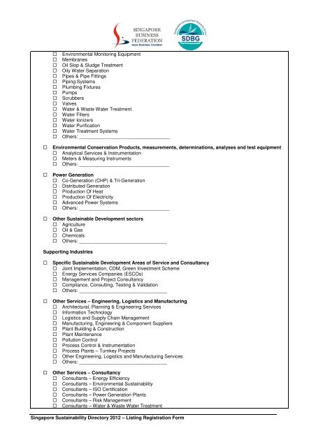 singapore sustainability directory 2012 listing registration form