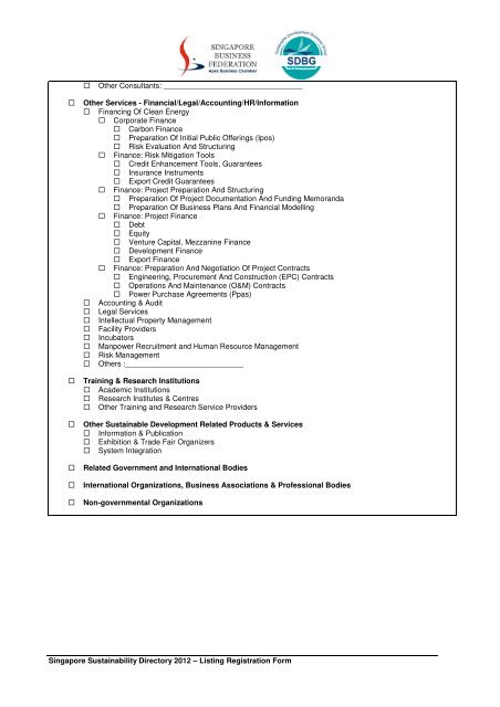 singapore sustainability directory 2012 listing registration form